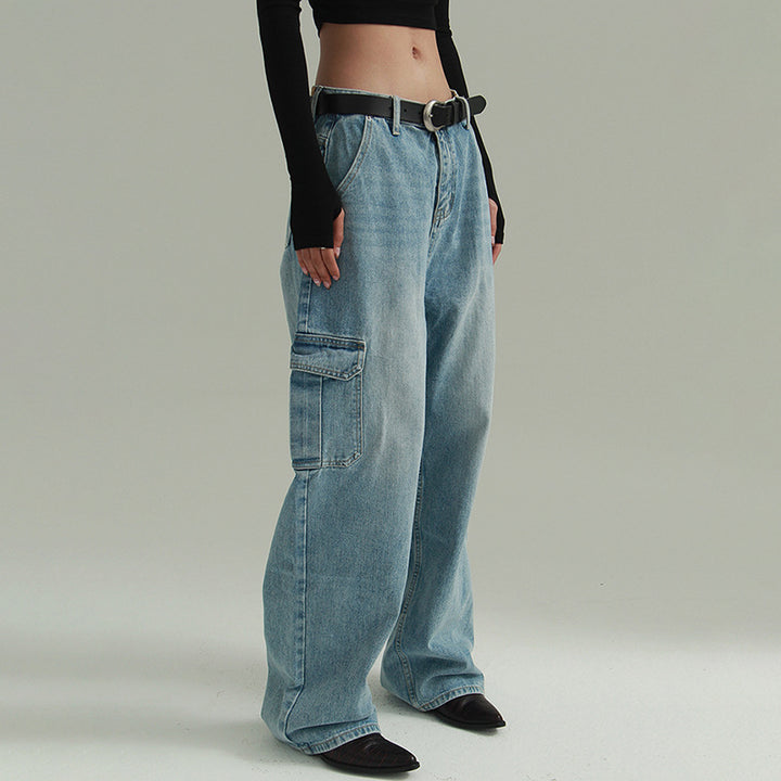 Dame Cargo-jeans i modern oversized-snit med praktiske lommer Stilla