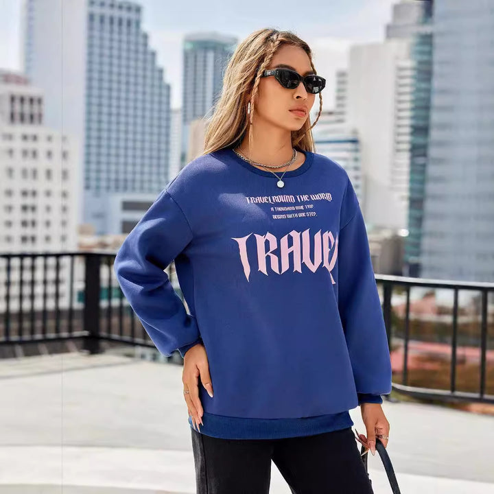 Kvinders sweatshirt med kunstnerisk tekst og afslappet pasform Stilla
