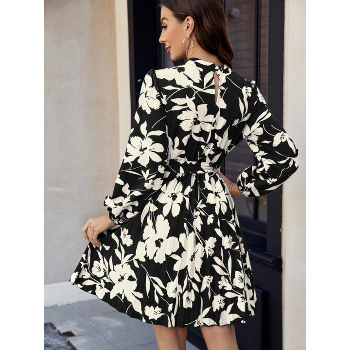 Dame Floral Print A-Linien Kjole med Bælte talje Stilla