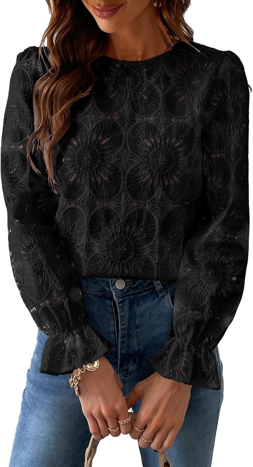 Damebluse med floral spids Stilla