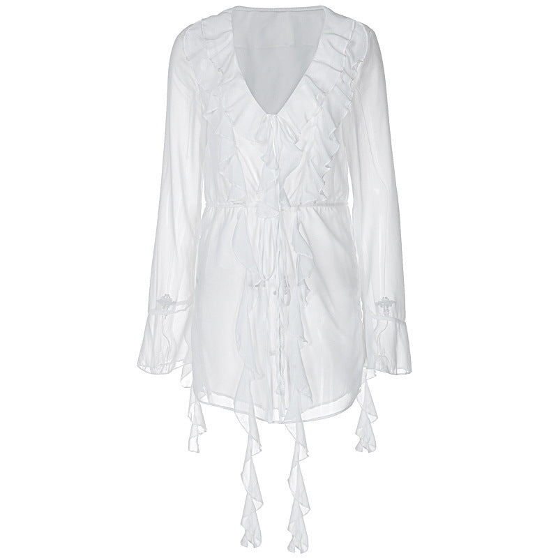 Femme Elegante Rüschen Chiffon Tunika Stilla