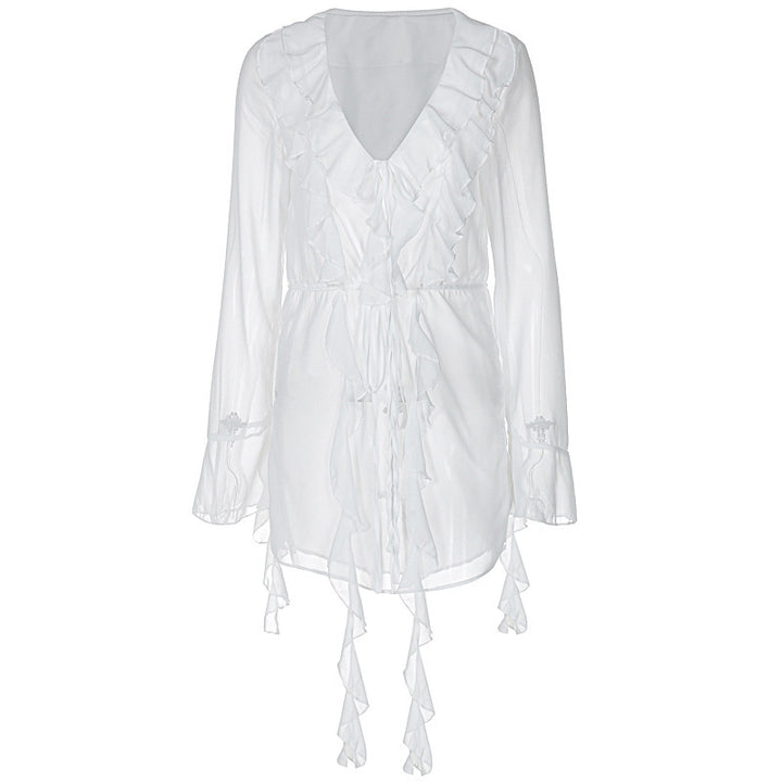 Femme Elegante Rüschen Chiffon Tunika Stilla
