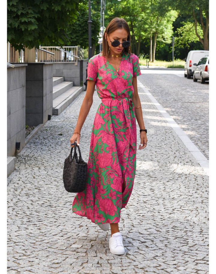 Kvinder Bohemian Floral Wrap Maxi Kjole Stilla