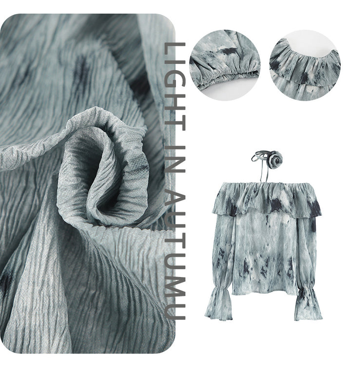 Dame top med off-shoulder design og voluminøse flæsedetaljer Stilla