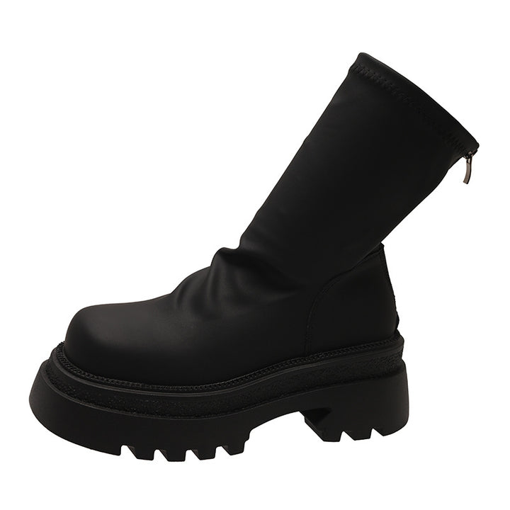 Femme Chunky Platform Ankeltøvler med dekorative sømme Stilla