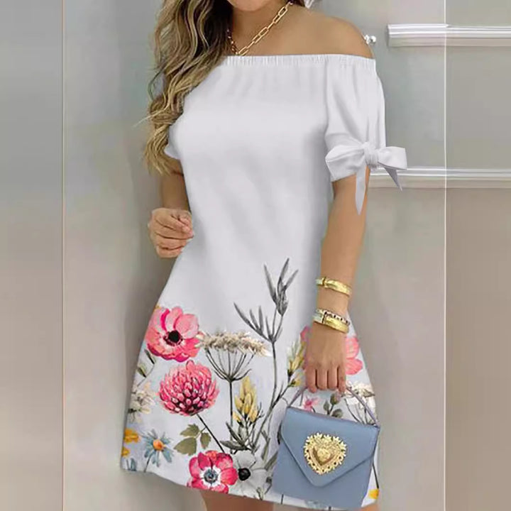 Dame Off-Shoulder Blomsterkjole med Ruffle-detaljer og A-linje-snit Stilla