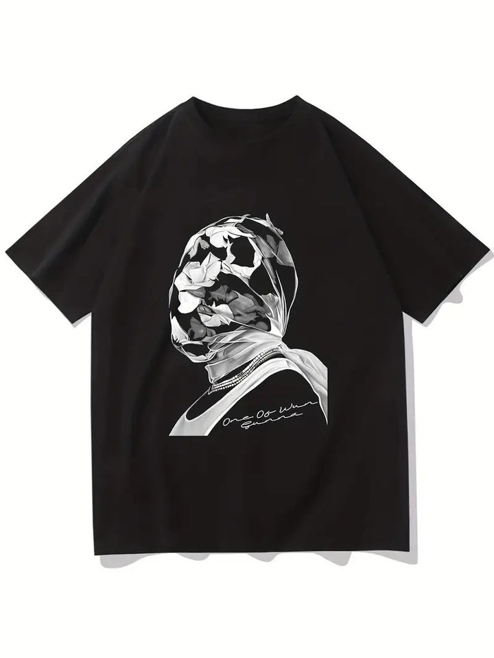 Dame T-shirt med kunstnerisk floral motiv og afslappet snit Skovae