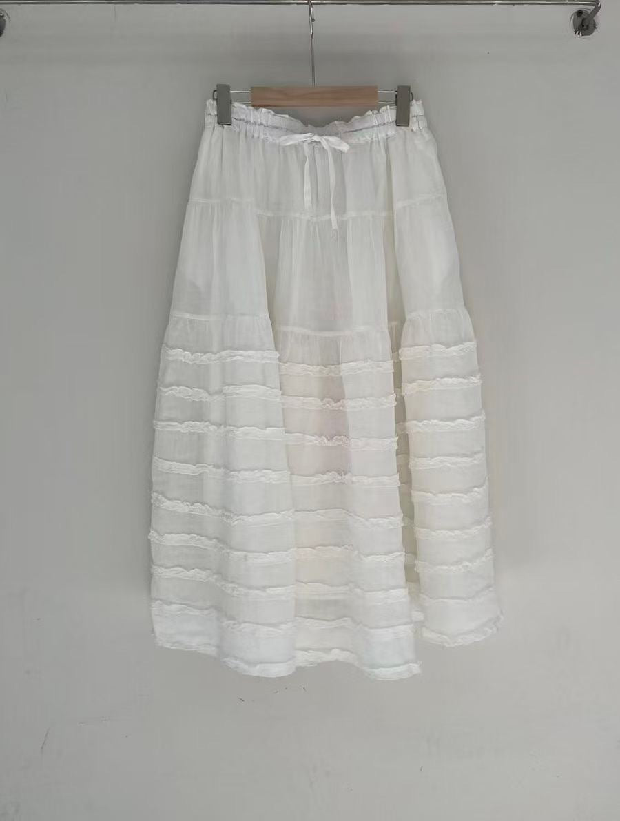 Femme Bohemian lagdelt maxi-nederdel med elastisk talje Stilla