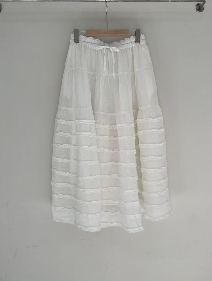Femme Bohemian lagdelt maxi-nederdel med elastisk talje Stilla