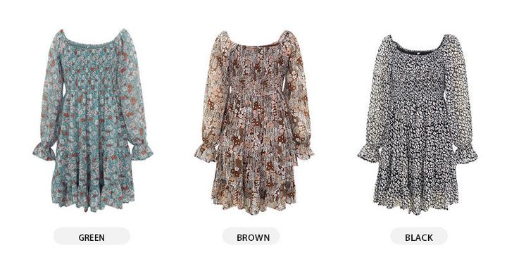 Stilla | Square Neck Lange Ærmer Fit Flare Mini Kjole