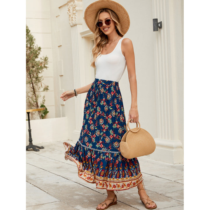 Femme gestufter Bohemian Maxi Nederdel Stilla