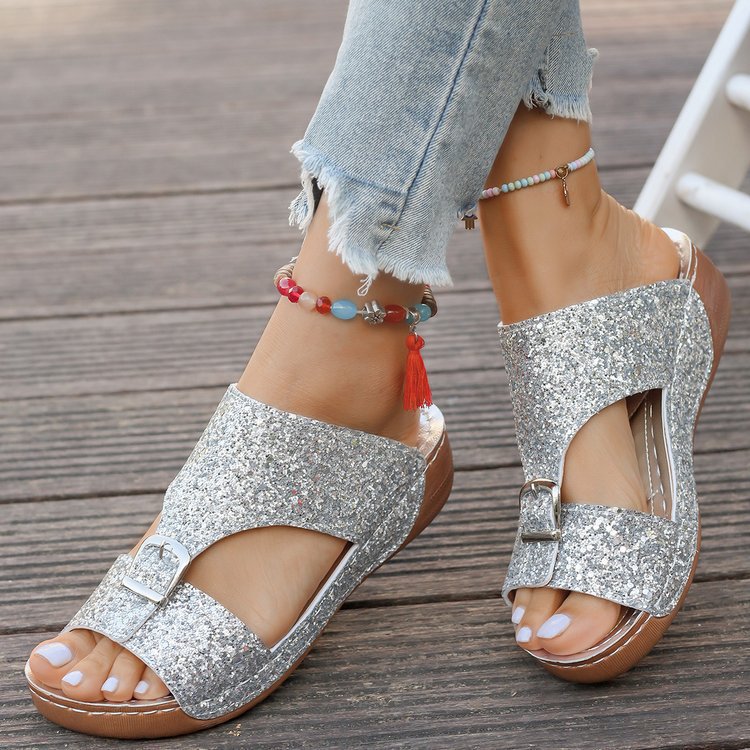 Dame Glitrende Komfort-Sandaler med justerbar rem og ergonomisk fodindlæg Stilla