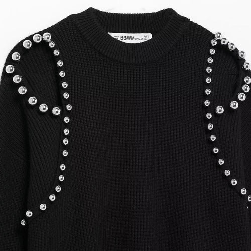 Femme Udsmykket Ærme Strikpullover Stilla