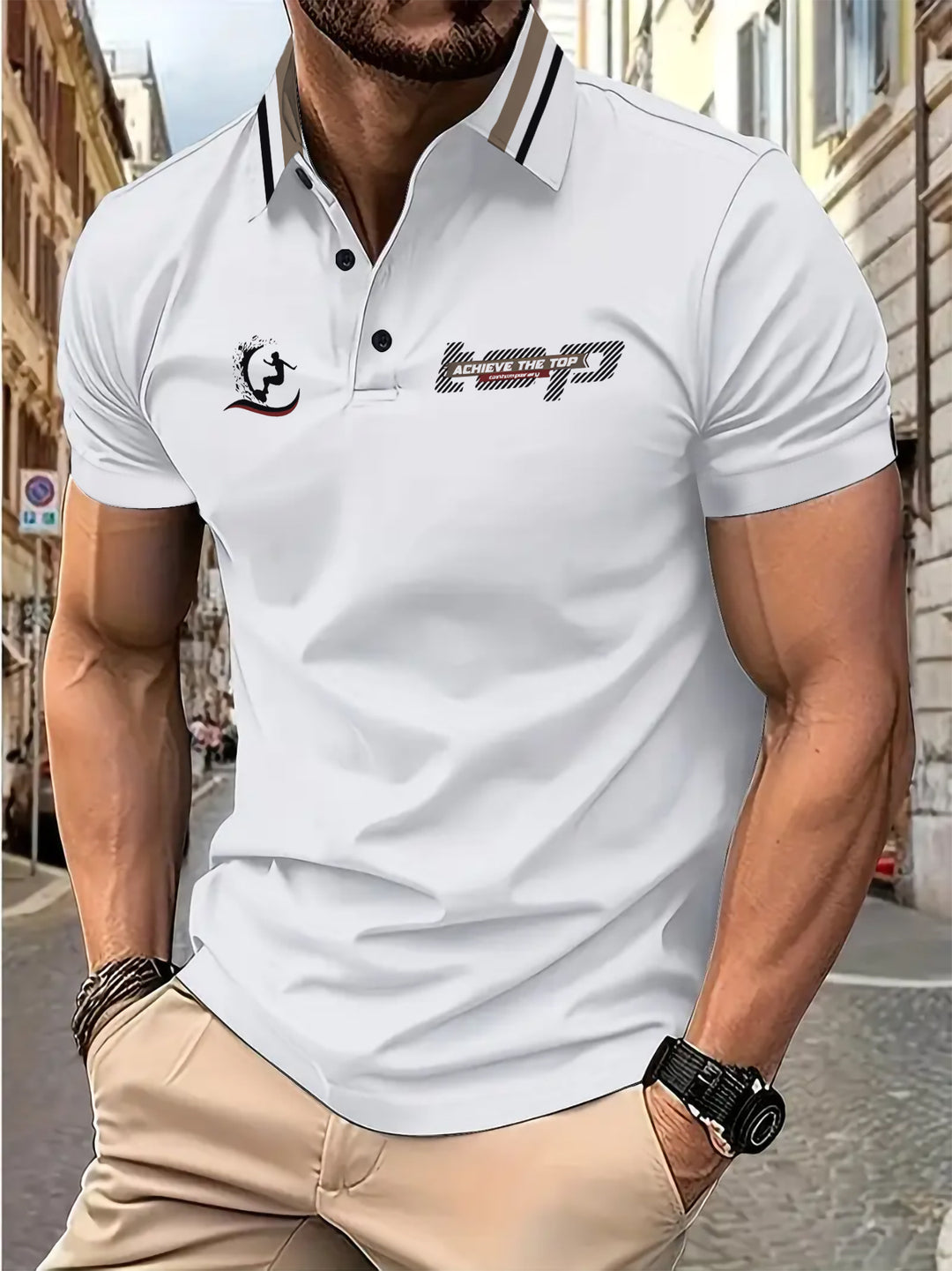 Herrer Poloshirt med sporty logo og moderne krave Stilla