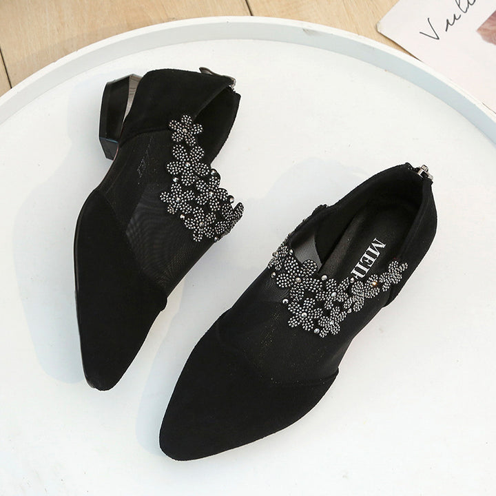 Dame Elegant Ballerinas med gennemsigtige indsatser og dekorativ glimmer Stilla