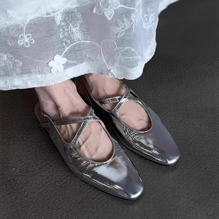 Dame Slingback-flade med kvadratisk tåform og justerbare remme Stilla