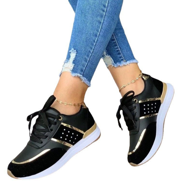 Dame Sneakers med elegante metallic-detaljer og åndbart overfladestruktur Stilla
