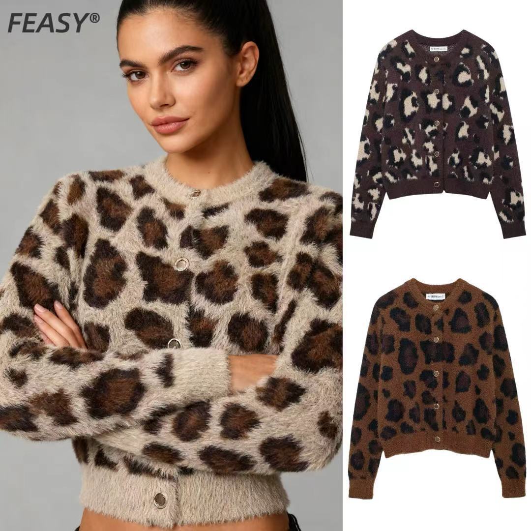 Damer Cozy Leopard Sweater Stilla