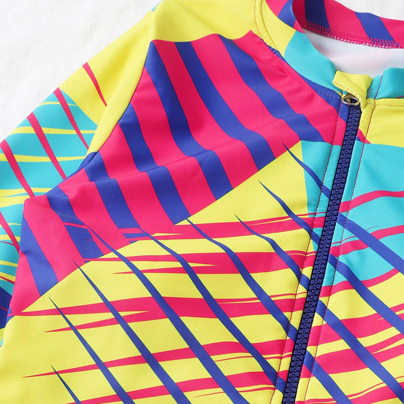 Dame Langærmet Onepiece Badedragt med moderne geometrisk design Skovae