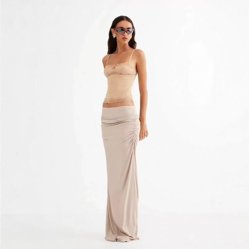 Dame Elegant Rynket Maxi Nederdel Stilla