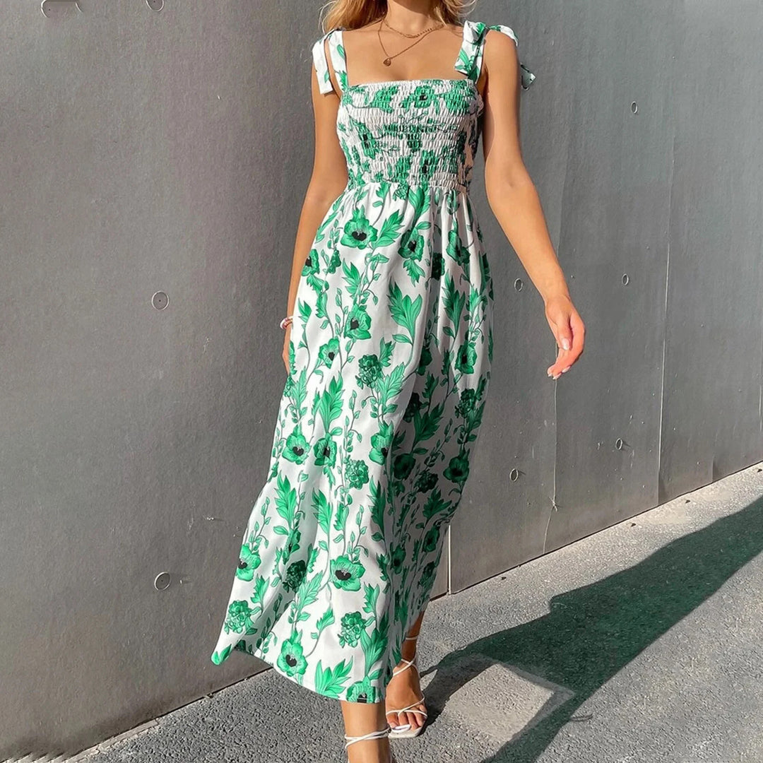 Dame Blomster Shirt Midi Kjole Stilla