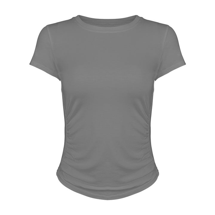 Dame fritids-T-shirt med raffineret rynkeeffekt og elastisk materiale Stilla