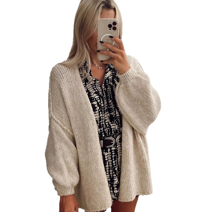 Dame afslappet strikket cardigan med oversized pasform og voluminøse ærmer Stilla