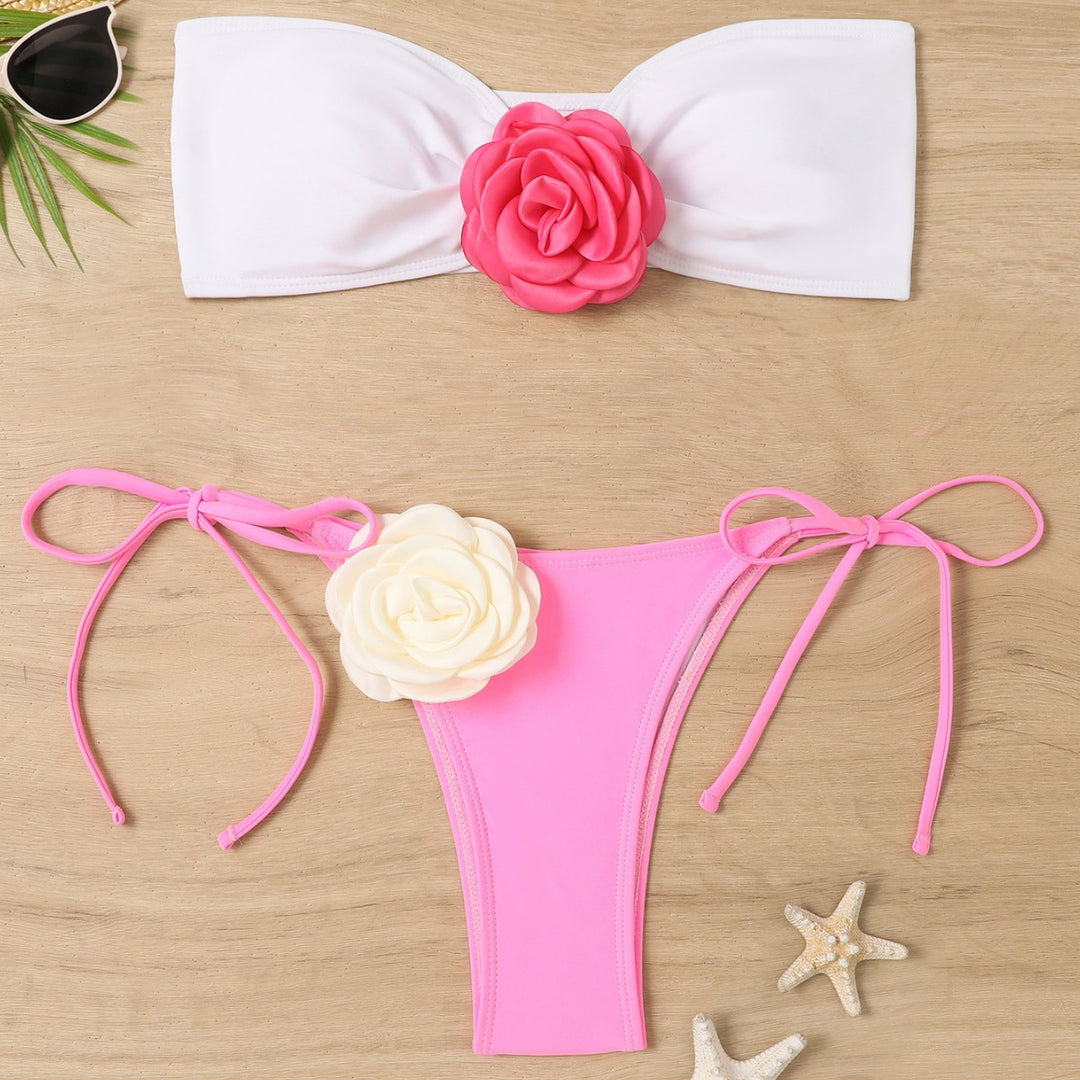 Dame Floral Akcent Bandeau Bikini Sæt Stilla