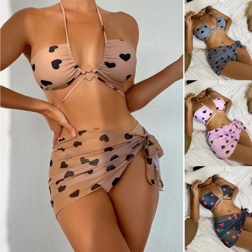 Dame bandeau-bikini-sæt med moderne flæsedesign og blomsterovertræk Stilla