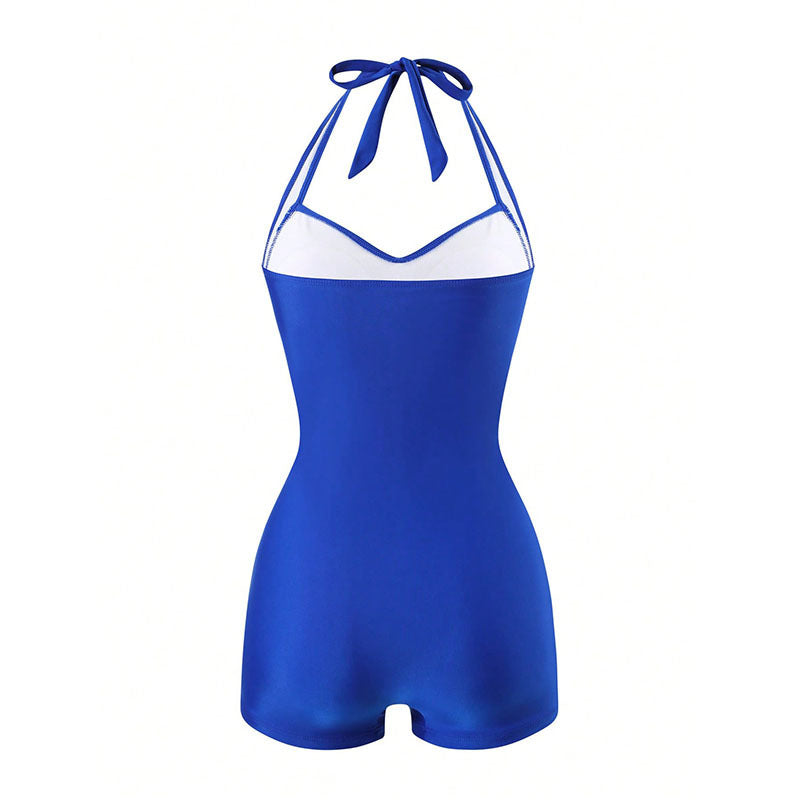 Dame Halterneck swimsuit med flatterende drapering Skovae