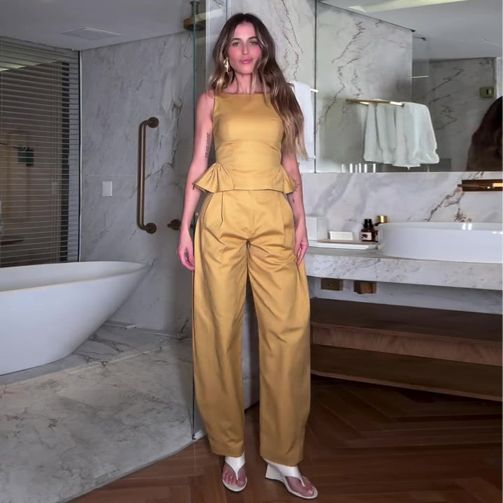 Kvinders elegante jumpsuit med peplumdetalje og bredt ben Skovae
