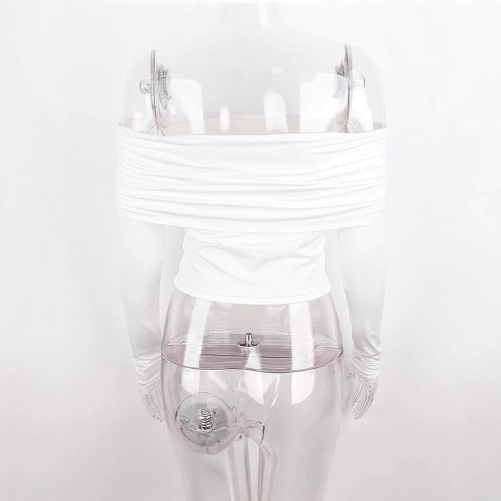 Dame Off-Shoulder Top med rynkede detaljer Skovae