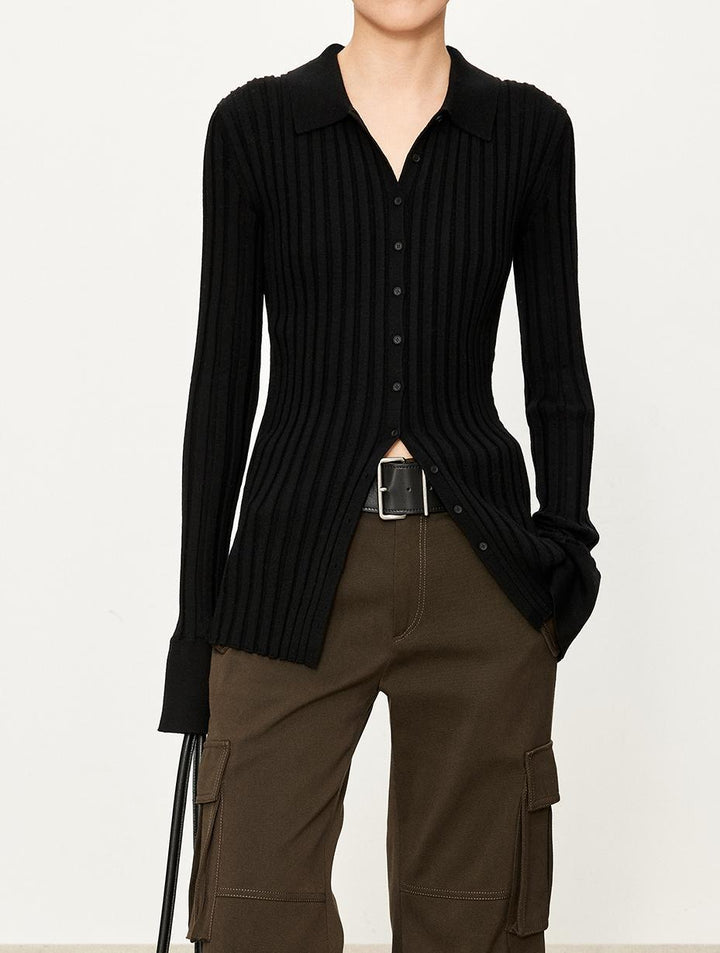 Kvinders ribstrikkede skjorter med slim fit Stilla
