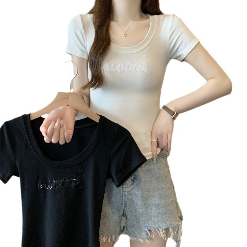 Femme Kortærmet Scoop Neck Logo T-Shirt Stilla