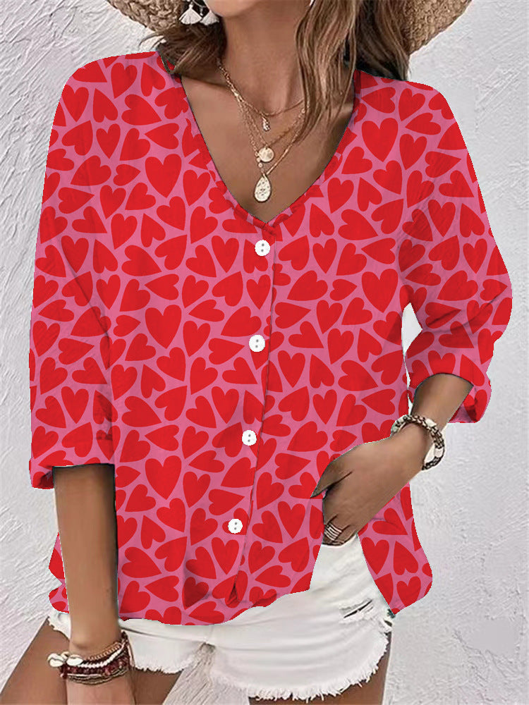 Dame Legende Bluse med blomsterdesign og knapper Stilla