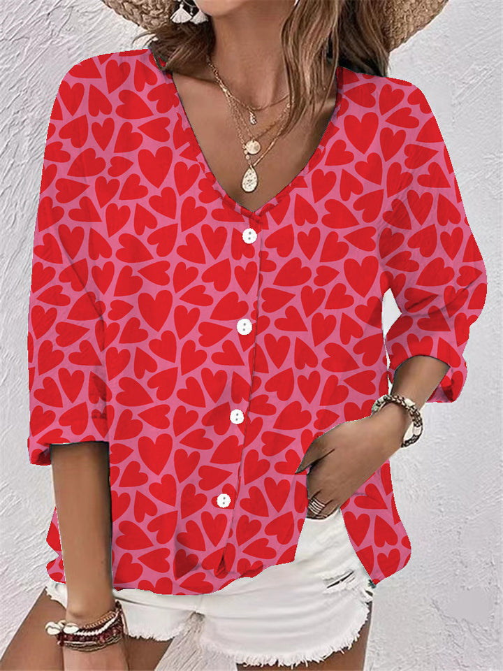 Dame Legende Bluse med blomsterdesign og knapper Stilla