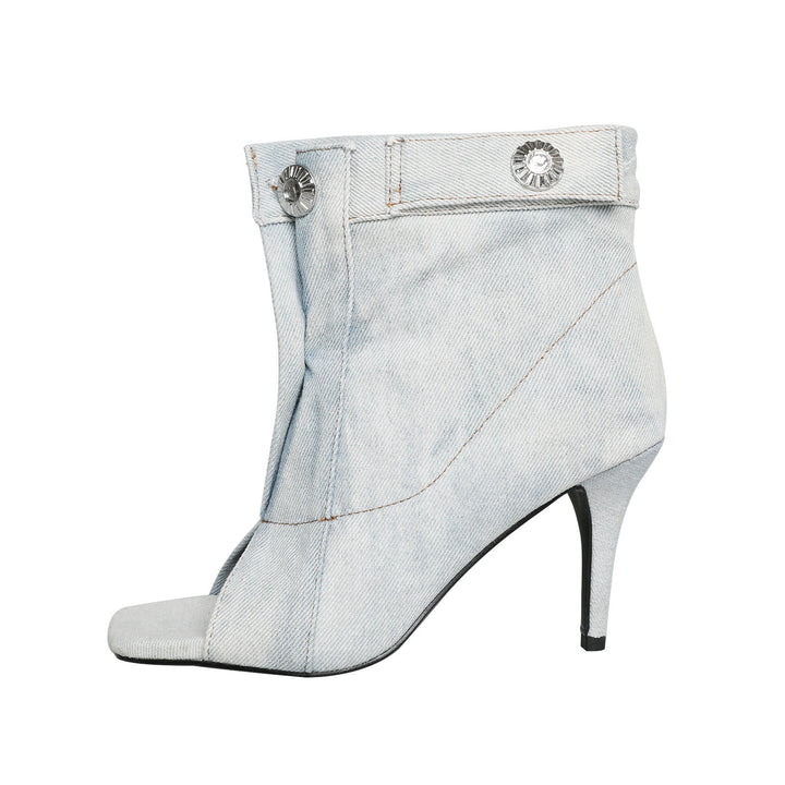 Femme Open-Toe Denim Støvler Stilla