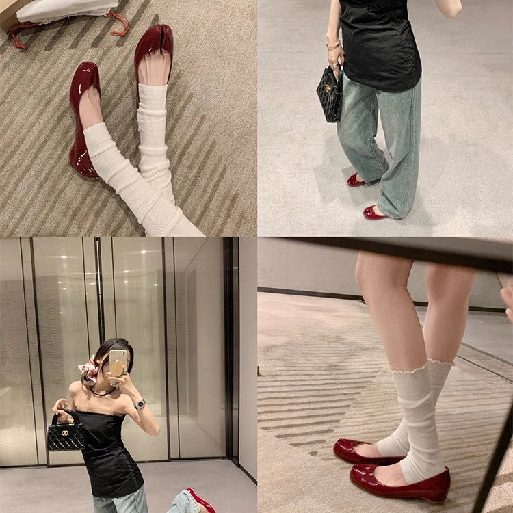 Dame Ballerinas med innovativt snit og glat overflade Stilla