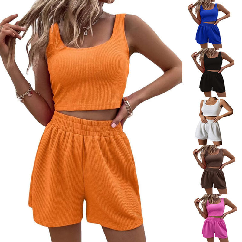 Dame afslappet Crop Top og Shorts Sæt Stilla