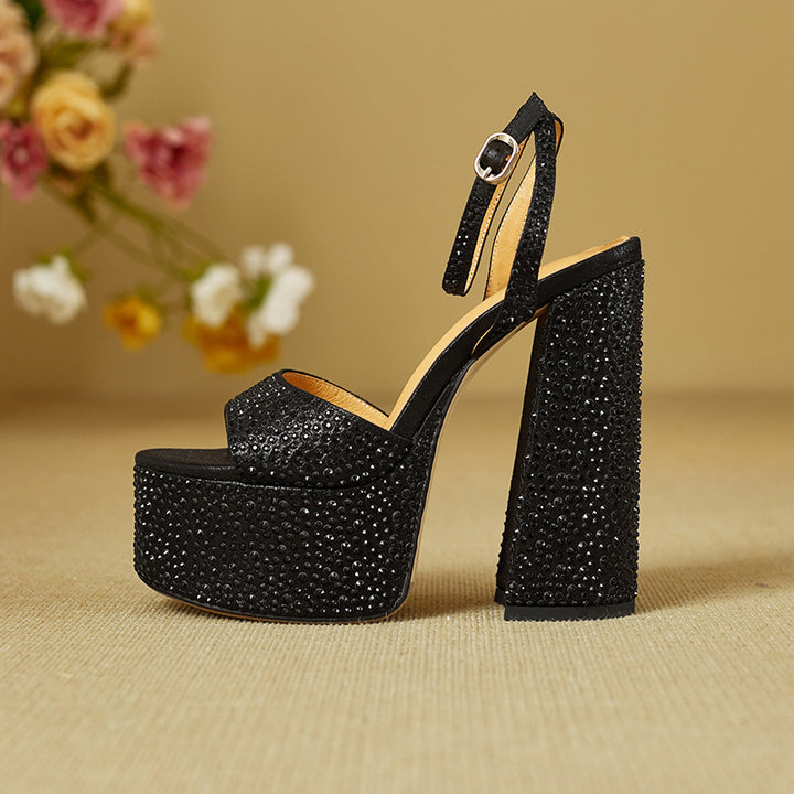 Femme Glamorous Plateau sandaler med strass dekorationer Stilla