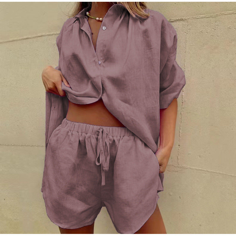 Damer Luftige Linned bluse med løse shorts Stilla
