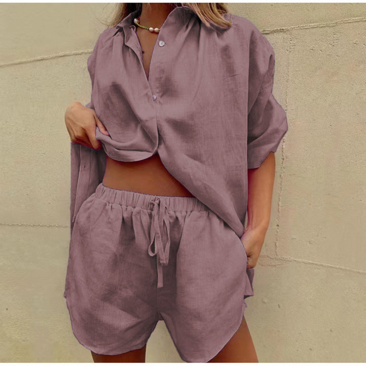 Damer Luftige Linned bluse med løse shorts Stilla