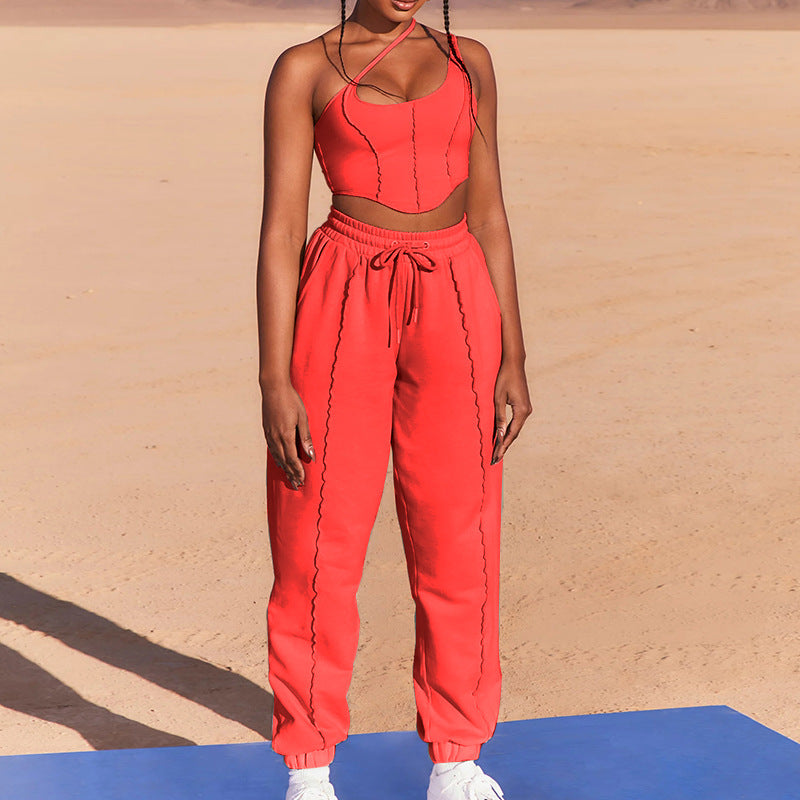 Dame Sporty Crop-Top og Joggingpants Sæt Stilla