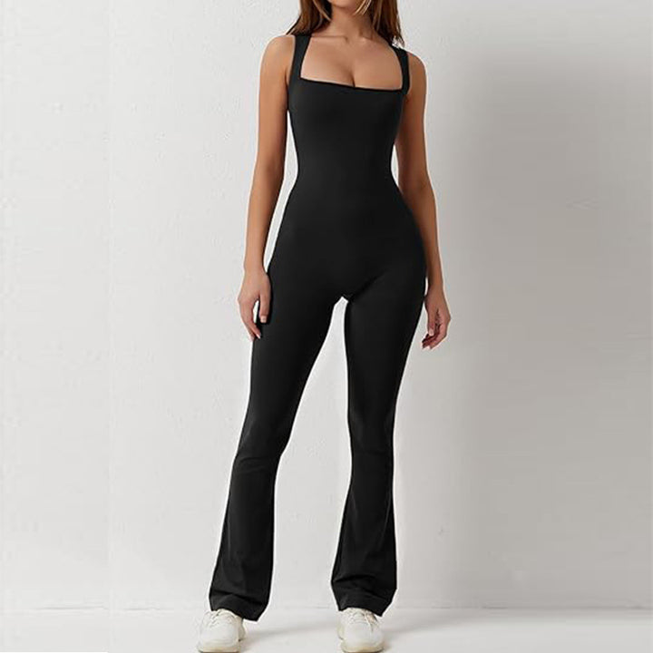 Dame gulvlang jumpsuit med kvadratisk udskæring og behagelige stropper Stilla