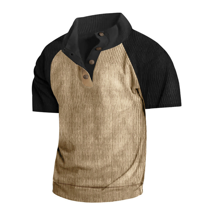 Herre Kortærmet Henley T-shirt med moderne strukturdesign Stilla