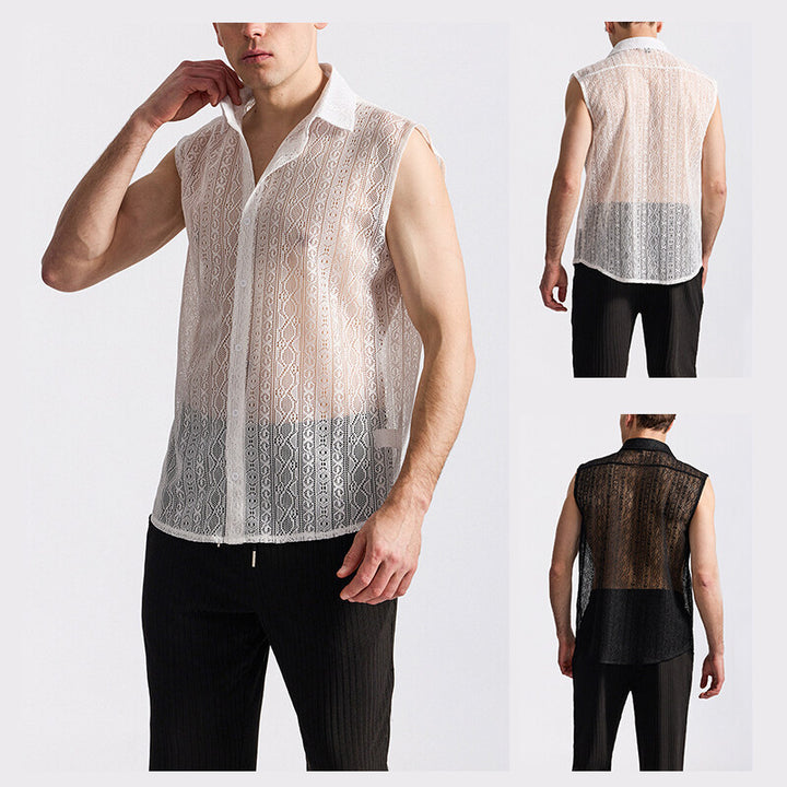 Herrer Gennemsigtig Spids Bluse Stilla