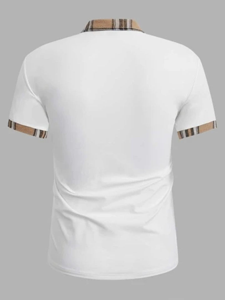 Herrer Poleret Fritids Poloshirt med markant ternet krave Stilla