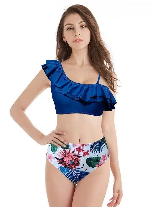 Dame Rüschentropfenprint Høj Talje Bikini Sæt Stilla