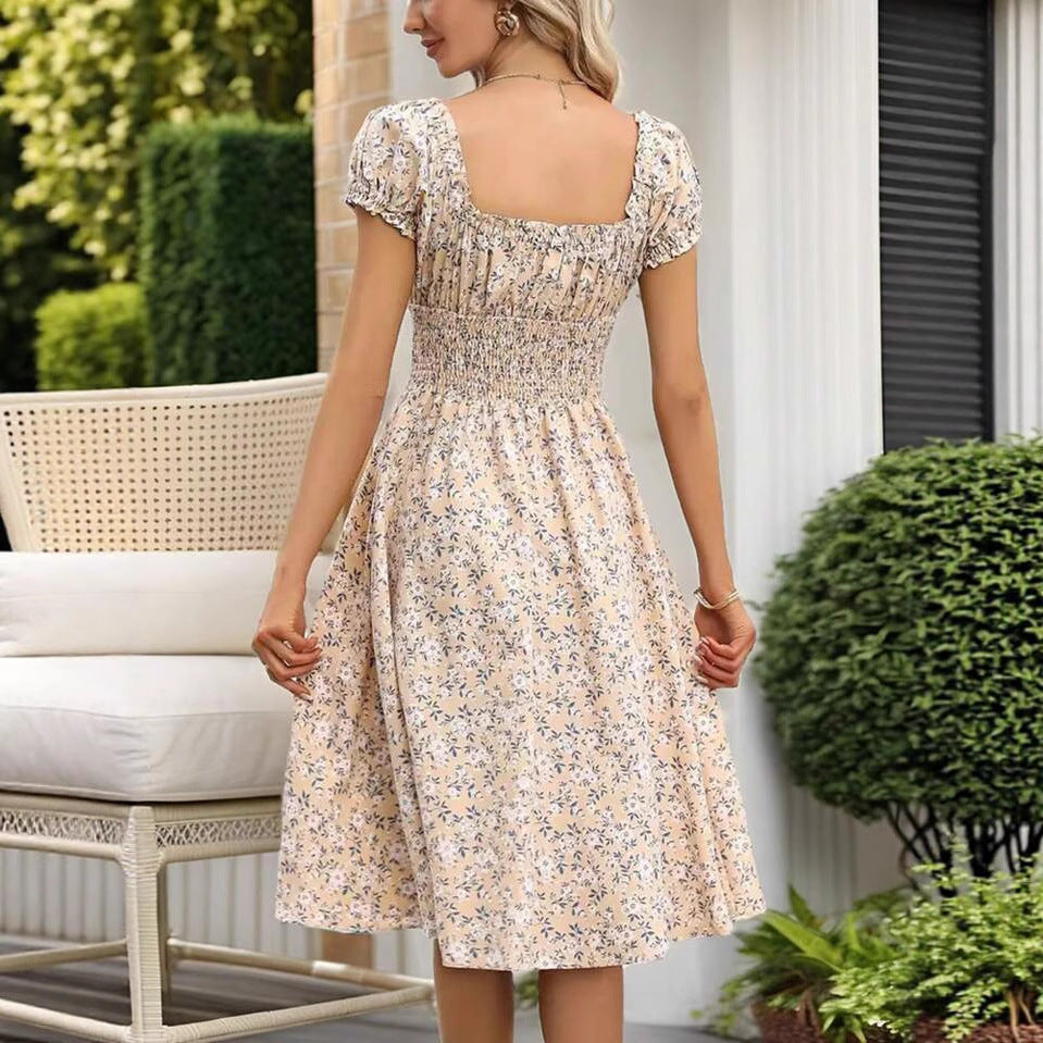 Dame Smocked Floral Midi Kjole Stilla