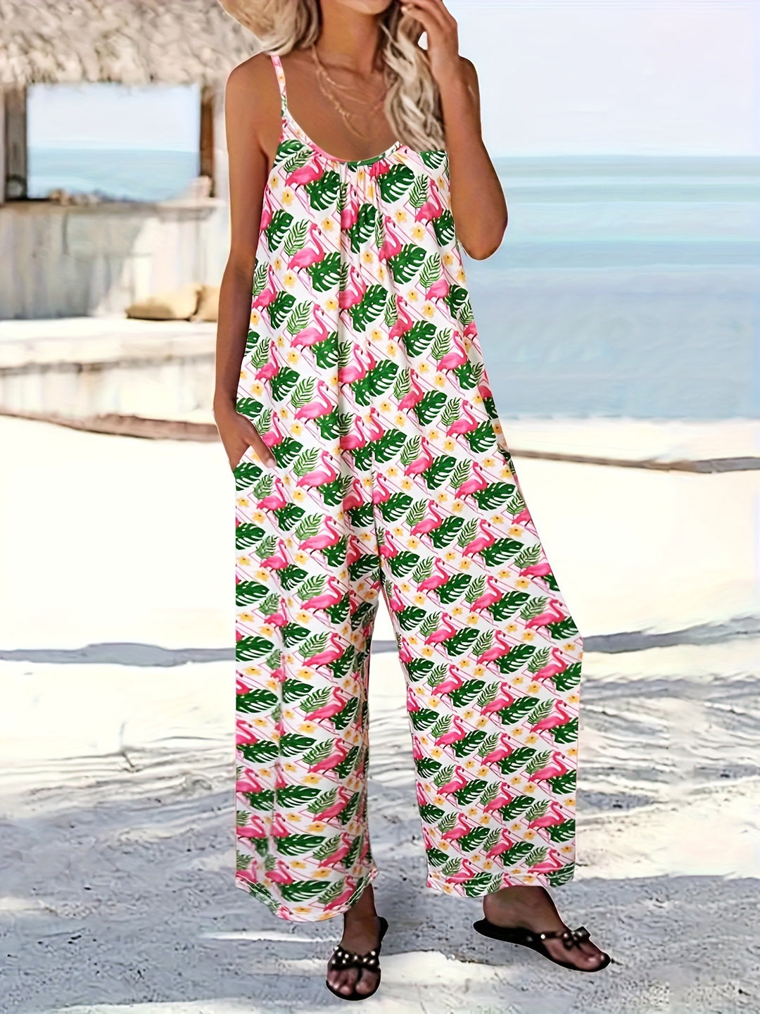 Dame Løs Jumpsuit med florale accenter og bredt ben Stilla